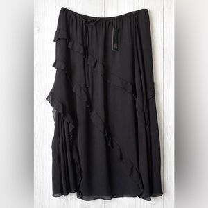 Black Asymmetrical Maxi Ruffle Skirt